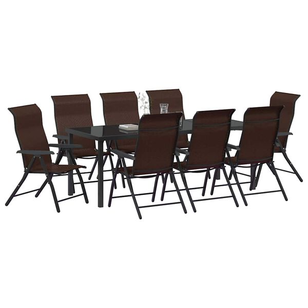 vidaXL Garden Dining Set Height-Adjustable 9 pcs Brown Poly rattan