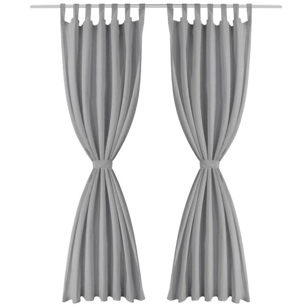 vidaXL Micro-Satin Curtains 2 pcs with Loops 140x175 cm Grey