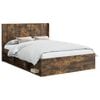 vidaXL Bed Frame with Storage and Headboard Smoked Oak 120 x 190 cm