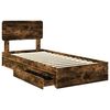 vidaXL Storage Bed with Drawer Smoked Oak 100 x 200 cm Engineered Wood