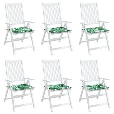vidaXL Chair Cushions 6 pcs Leaf Pattern 50x50x3 cm Fabric
