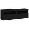 vidaXL 8 Piece TV Wall Cabinet Set with LED Lights Black