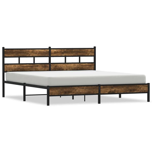 vidaXL Metal Bed Frame without Mattress Smoked Oak 200x200 cm