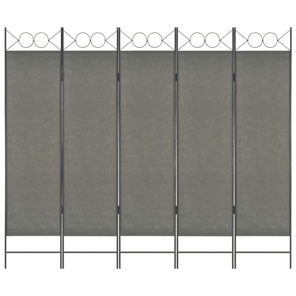 vidaXL 5-Panel Room Divider Anthracite 200x180 cm