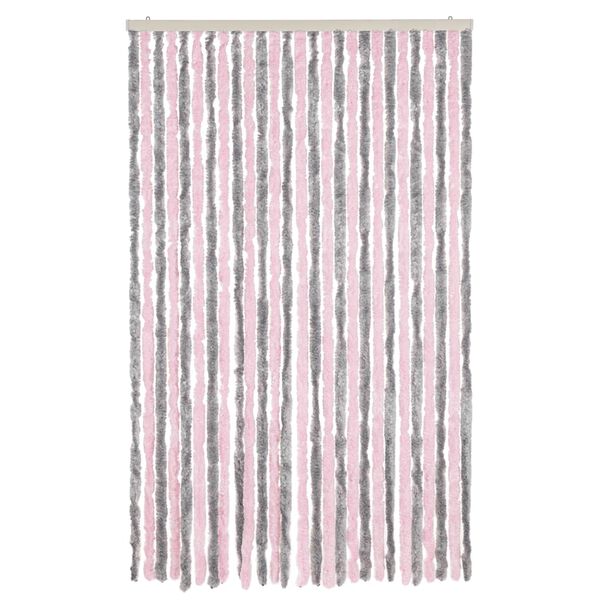 vidaXL Fly Curtain Silver Grey and Pink 118x220 cm Chenille