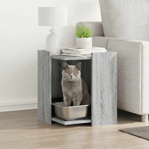 vidaXL Cat Litter Box Enclosure Grey Sonoma 42 x 42 x 51 cm
