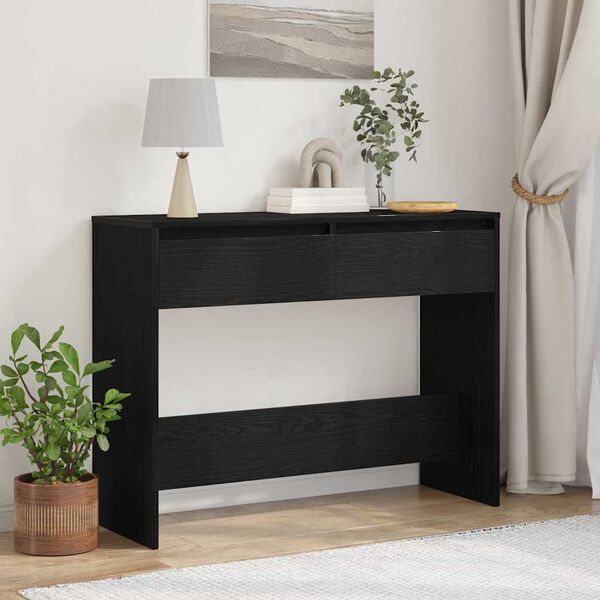 vidaXL Console Table Black Oak 100 x 35 x 76.5 cm Engineered Wood