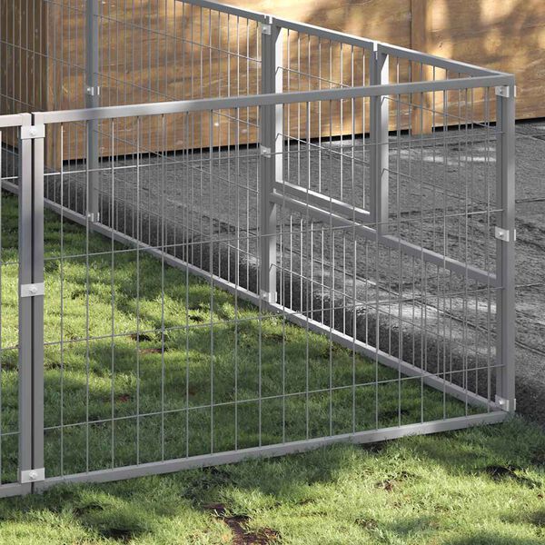 vidaXL Dog Kennel Silver 15 m&sup2; Steel