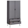 vidaXL Wardrobe New York Grey Solid Pine Wood