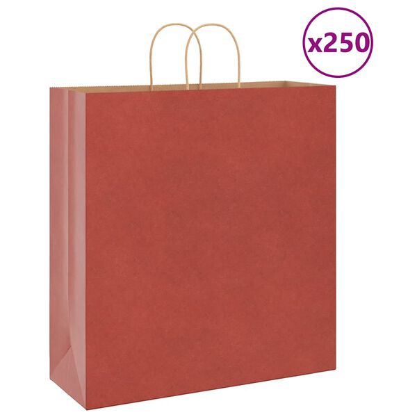 vidaXL Paper Bags 250 pcs with Handles Red 45x17x48 cm