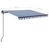 vidaXL Manual Retractable Awning with Posts 3.5x2.5 m Blue and White