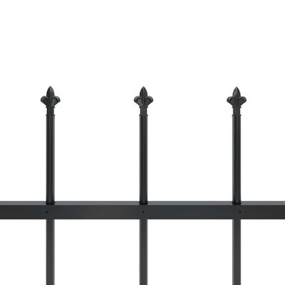 vidaXL Garden Fence with Spear Top Steel 6.8x1.2 m Black