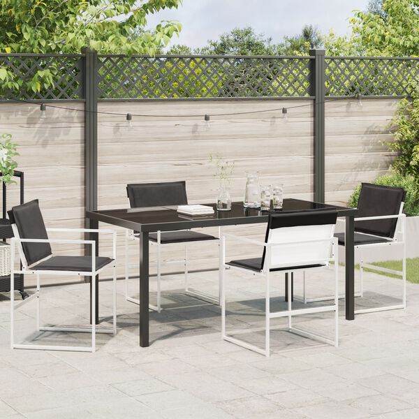 vidaXL Garden Dining Set Folding 5 pcs White Textilene and steel