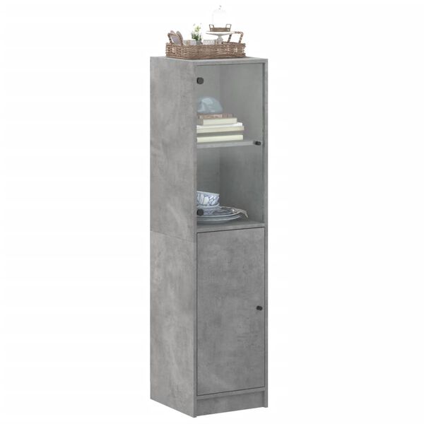 vidaXL Highboard with Glass Door Concrete Grey 35x37x142 cm