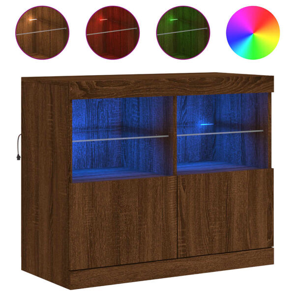 vidaXL Sideboard with LED Lights Brown Oak 81x37x67 cm