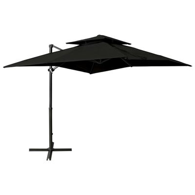 vidaXL Cantilever Umbrella with Double Top 250x250 cm Black
