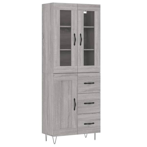 vidaXL Highboard Grey Sonoma 69.5x34x180 cm Engineered Wood
