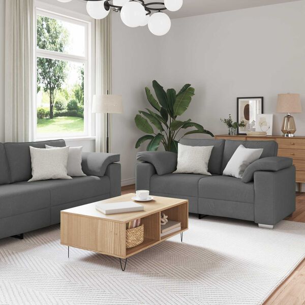 vidaXL Sofa 3 pcs Dark Grey Fabric