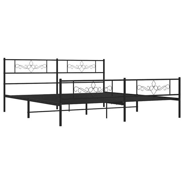 vidaXL Metal Bed Frame without Mattress with Footboard Black 193x203cm