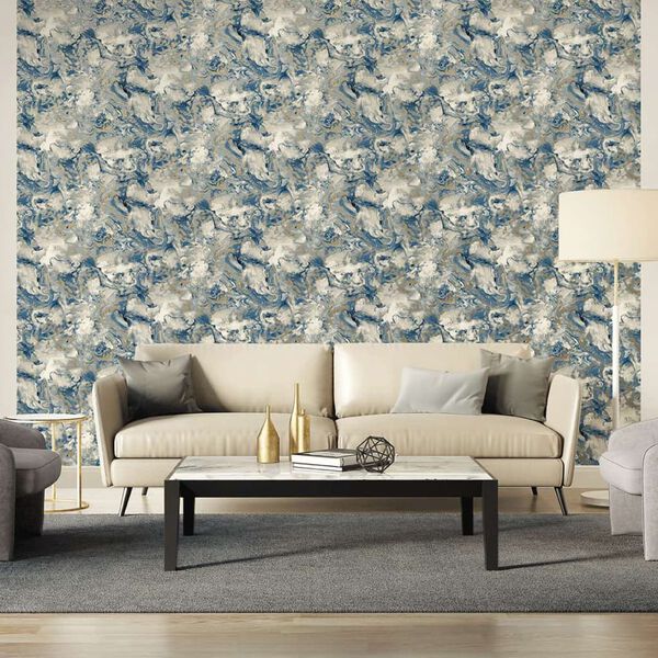 DUTCH WALLCOVERINGS Wallpaper Marble Grey and Blue