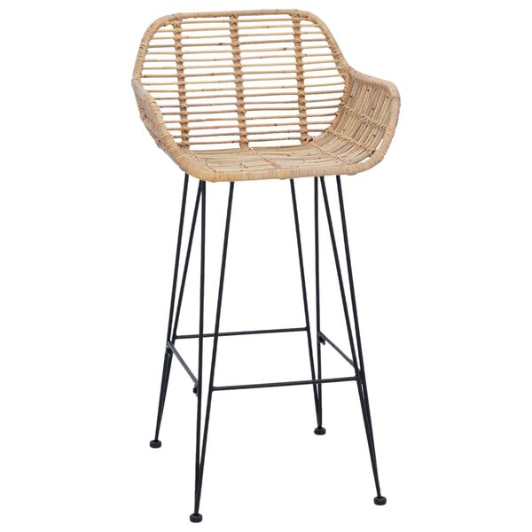 vidaXL Bar Chair 2 pcs Natural 55 x 52 x 92 cm Rattan and Iron