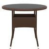 vidaXL Garden Table Ø80x75 cm Tempered Glass and Poly Rattan Brown