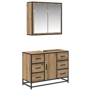 vidaXL Bathroom Furniture Set 2 pcs Artisan Oak Engineered Wood