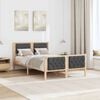 vidaXL Bed Frame with Headboard Dark Grey 135 x 190 cm Solid Pine Wood
