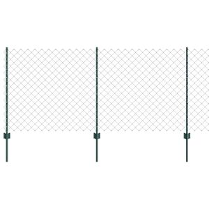 vidaXL Chainlink Fence with Post 25 x 1 m Galvanised Steel Green Mesh