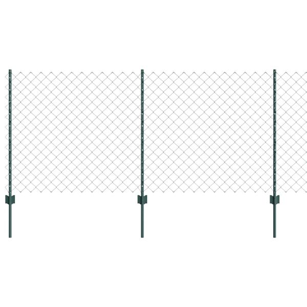 vidaXL Fence with Post Green 1 x 25 m Steel