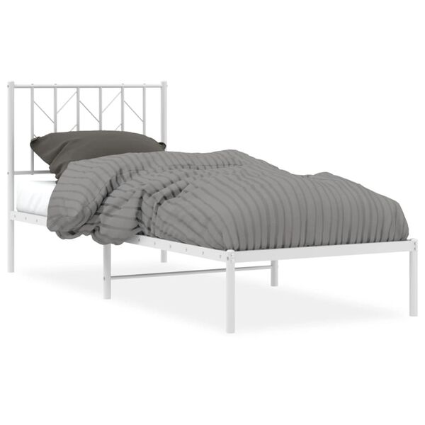 vidaXL Metal Bed Frame without Mattress with Headboard White 80x200cm