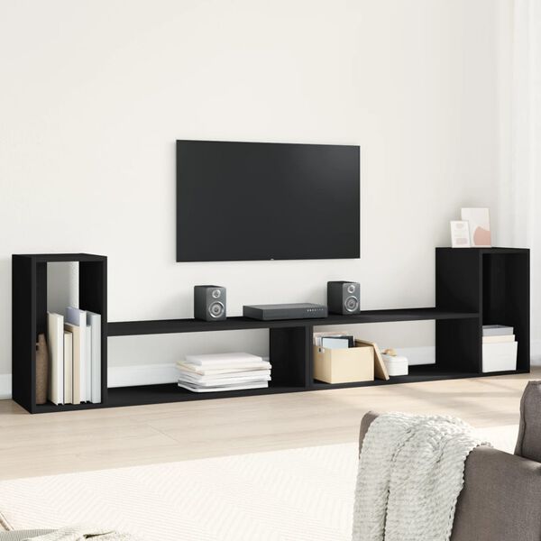 vidaXL TV Cabinets 2 pcs Black 100x30x50 cm Engineered Wood