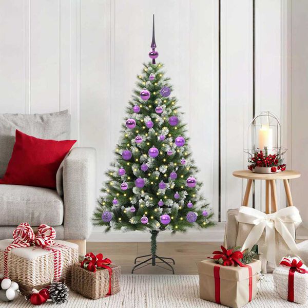 vidaXL Artificial Hinged Christmas Tree with Flocked Snow 120 cm
