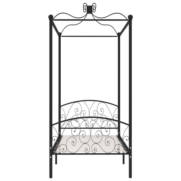 vidaXL Canopy Bed Frame without Mattress Black Metal 100x200 cm