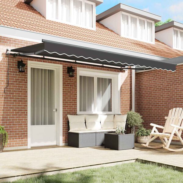 vidaXL Retractable Awning Manual Anthracite 350 x 200 cm Fabric