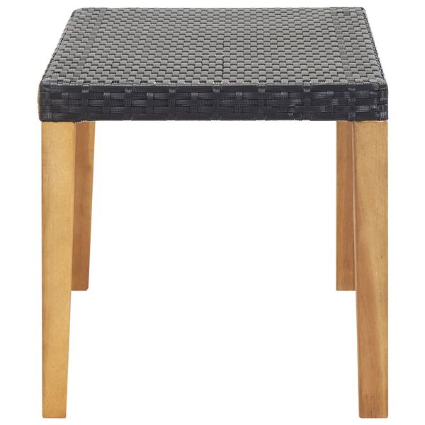 vidaXL Garden Bench 120 cm Black Poly Rattan and Solid Acacia Wood