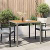 vidaXL Garden Table 90x90x75 cm Poly Rattan and Acacia Wood Grey