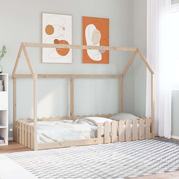 vidaXL Kids' House Bed Frame without Mattress 90x190 cm Single Solid Wood Pine