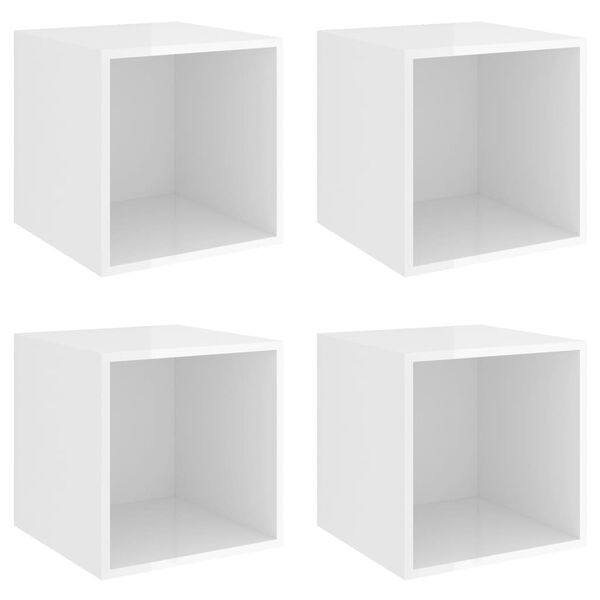 vidaXL Wall Cabinets 4 pcs High Gloss White 37x37x37 cm Engineered Wood
