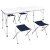 vidaXL Foldable Camping Table Set with 4 Stools Height Adjustable 120 x 60 cm