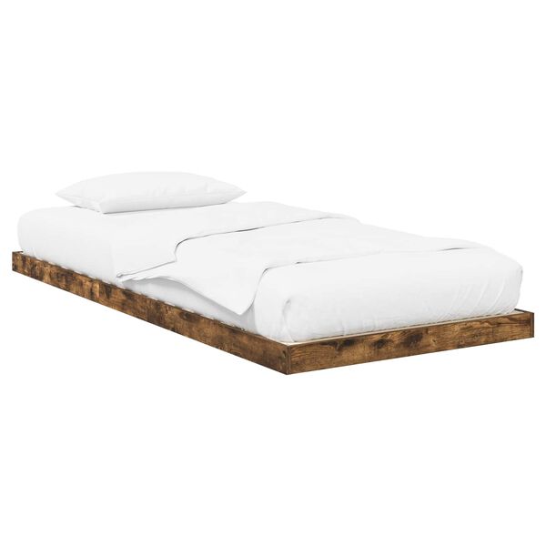 vidaXL Floor Bed Frame Smoked Oak 90 x 200 cm Engineered Wood