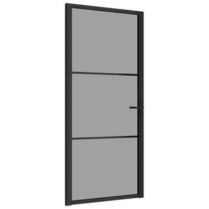 vidaXL Interior Door 93x201.5 cm Black ESG Glass and Aluminium