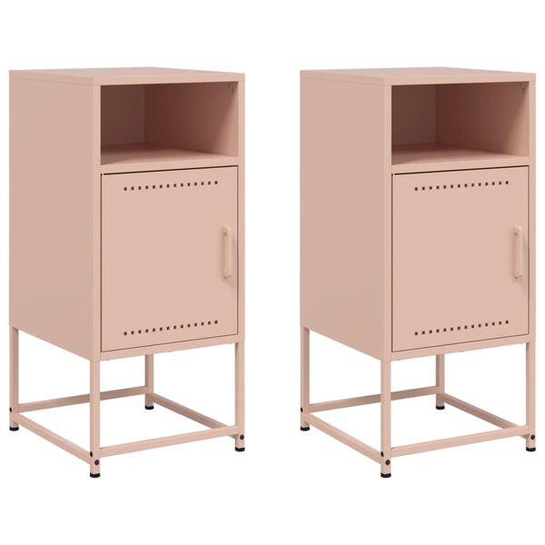 vidaXL Bedside Cabinets 2 pcs Pink 36x39x78 cm Steel
