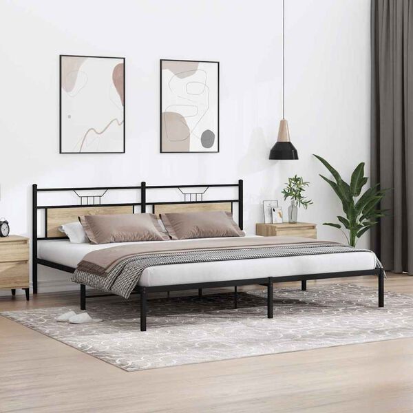 vidaXL Bed Frame without Mattress Sonoma Oak 193x201 cm Engineered Wood