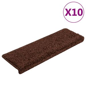 vidaXL Stair Mats 10 pcs 65x21x4 cm Brown Rectangular Edge