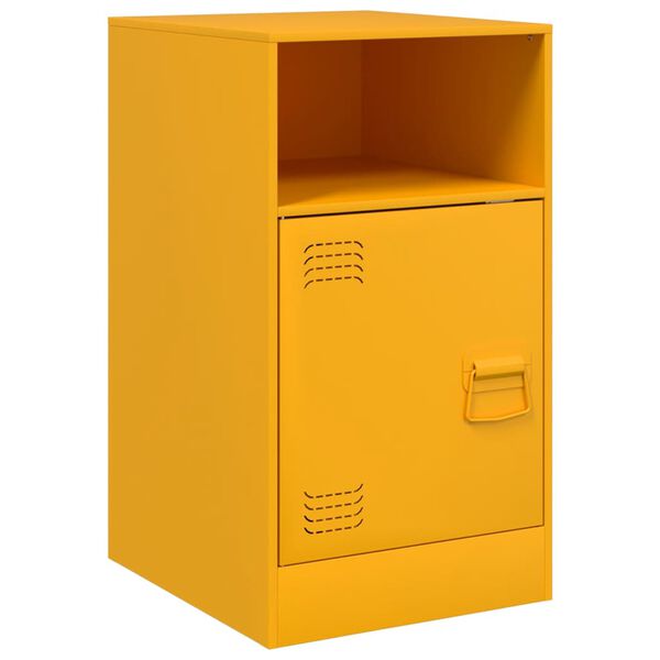 vidaXL Bedside Cabinet Mustard Yellow 34.5x39x62 cm Steel