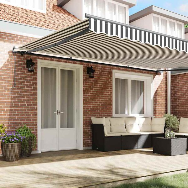 vidaXL Manual Retractable Awning Anthracite and White 500x300 cm