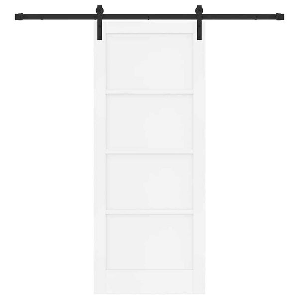 vidaXL Sliding Door White and Black 83 x 202 cm Solid Pine Wood
