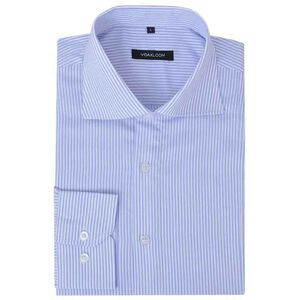vidaXL Men&rsquo;s Business Shirt White and Light Blue Stripe Size S