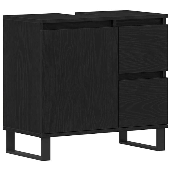 vidaXL Bathroom Sink Cabinet Black Oak 65 x 33 x 60 cm Engineered Wood